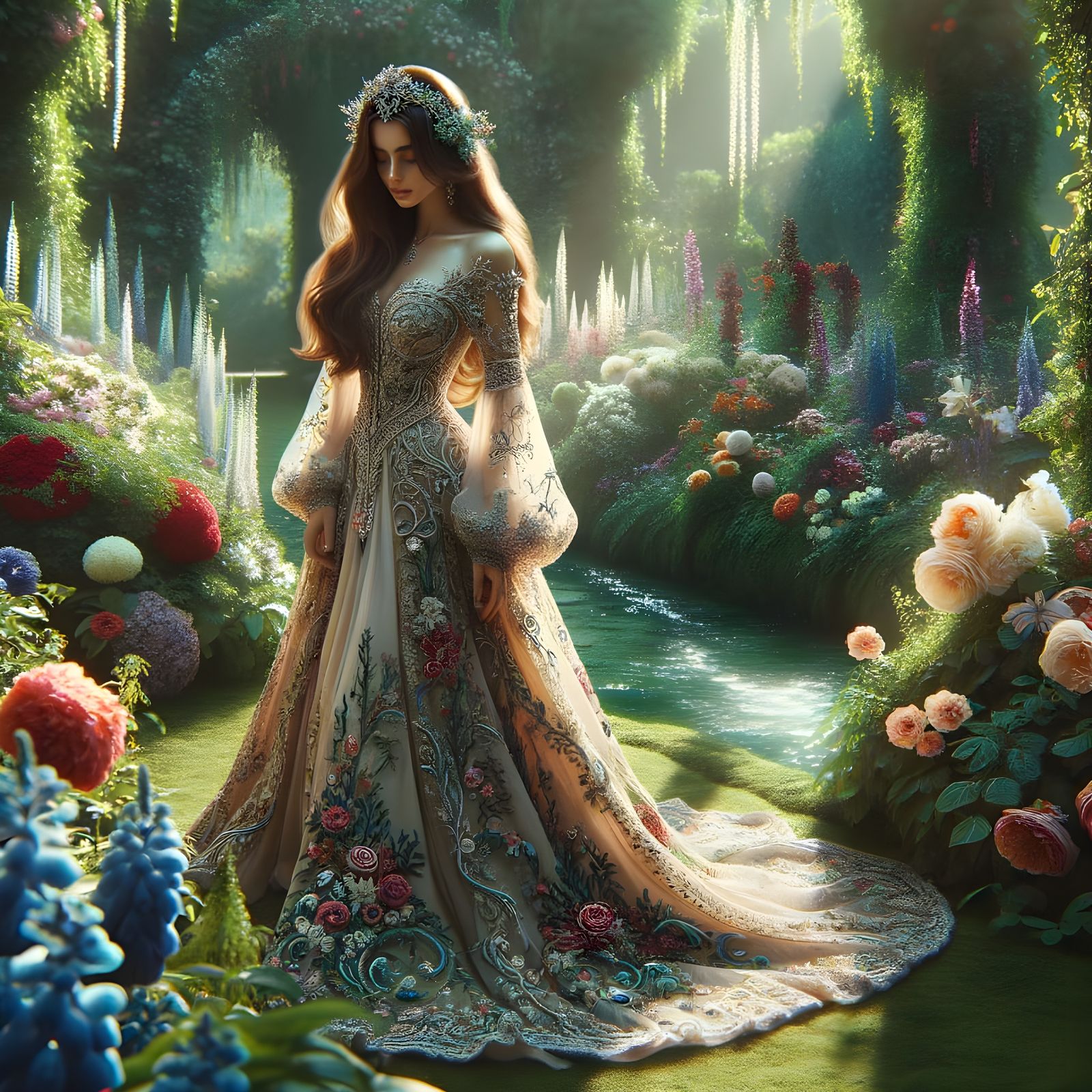 Middle Eastern Princess in Enchanting Garden