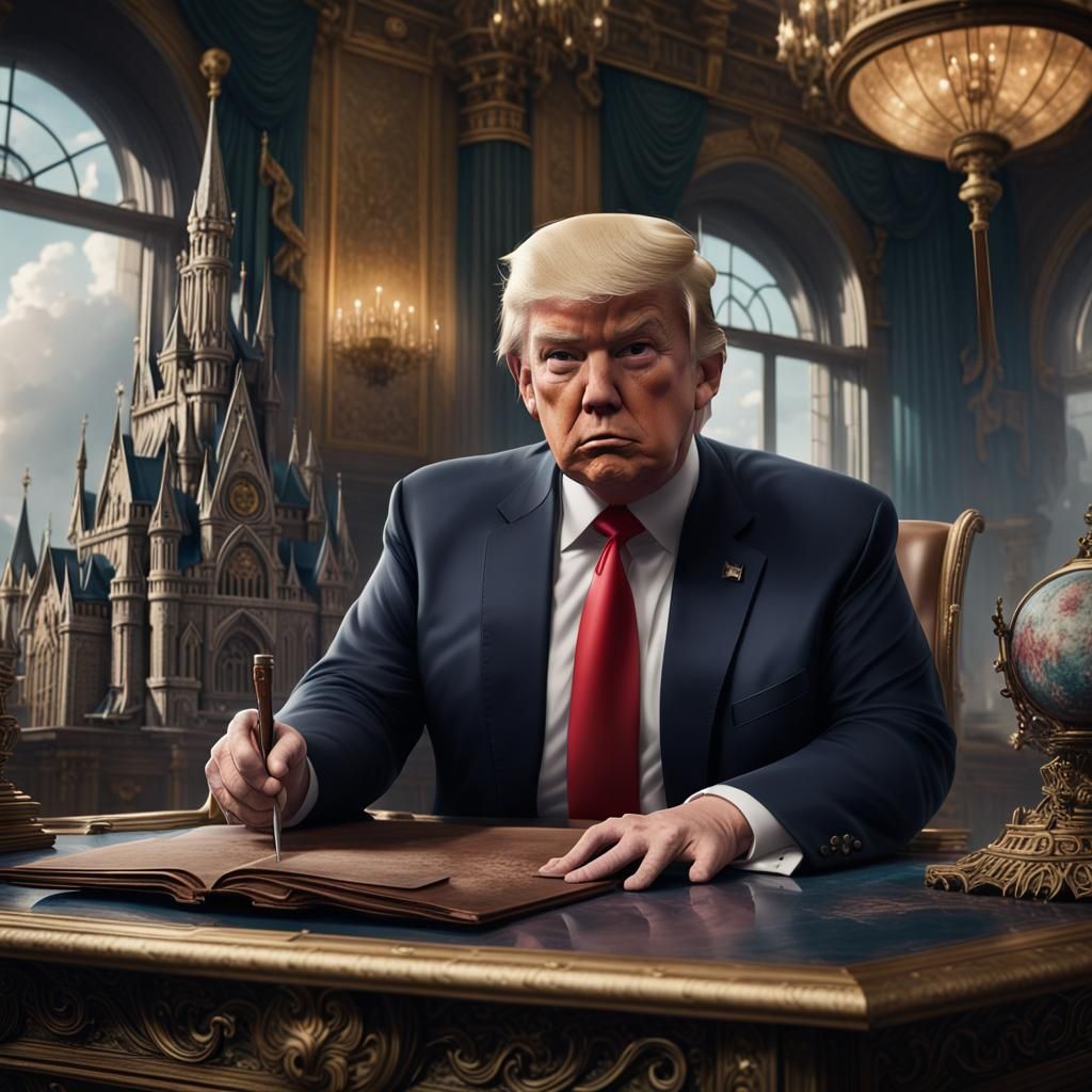 Donald Trump as Schoolgirl: Detailed Fantasy Art