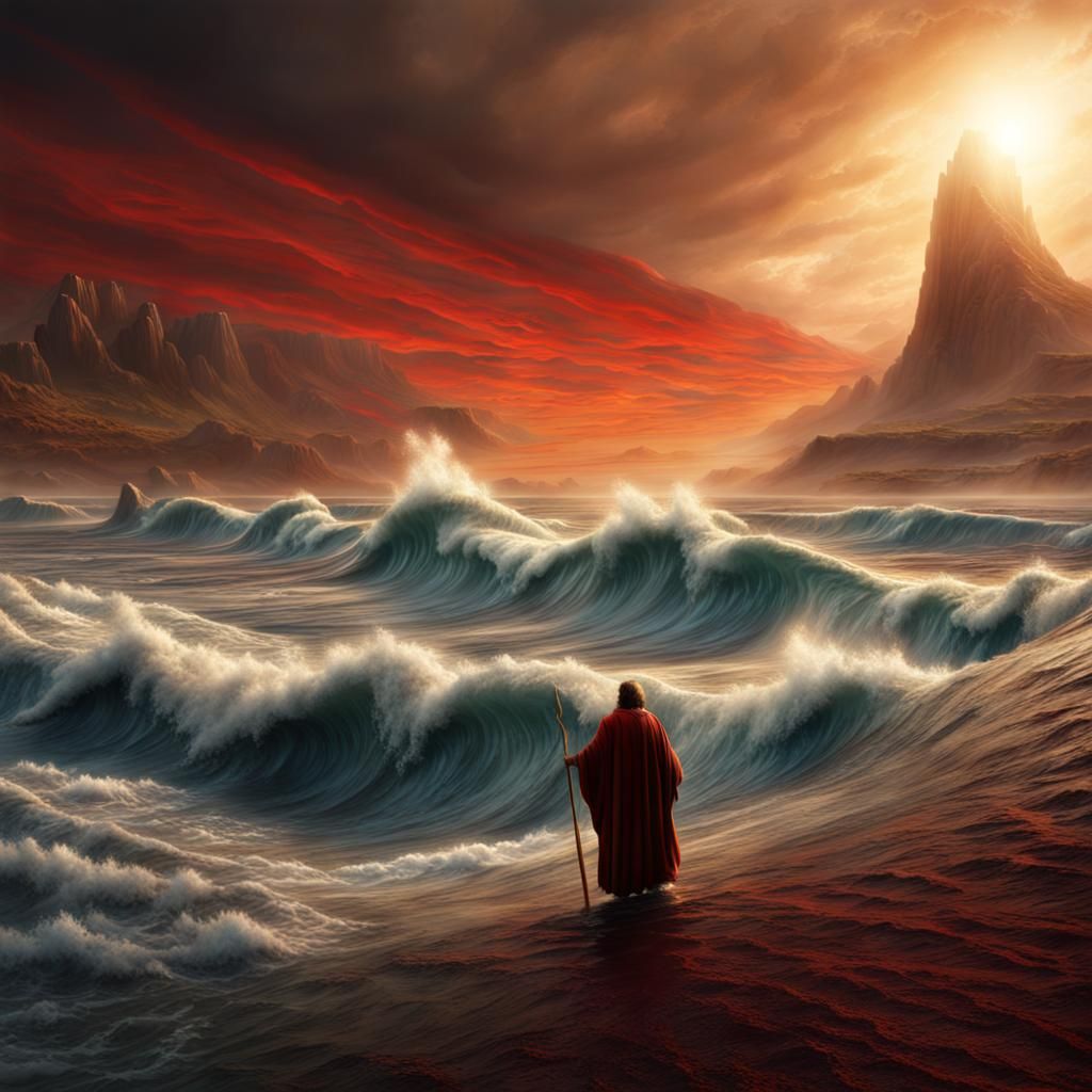 Moses Parting the Red Sea: Epic Digital Art