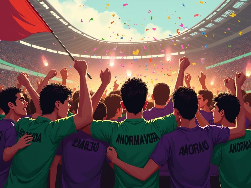 Soccer Fans Celebrate in Stadium Gallery