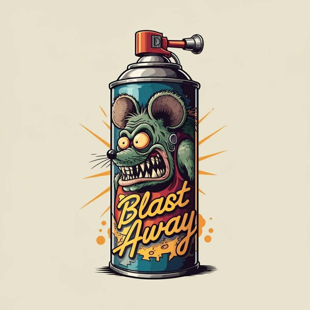 Retro-Futuristic Compressed Air Can in Ed Roth Style