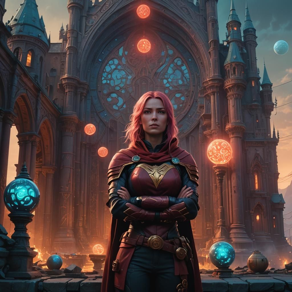 Heroic Super Girl Katarina in Fantasy Art Nouveau Style