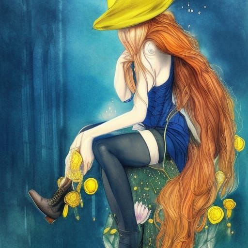 Wizard with Rapunzel Hair in Elegant Fantasy Art