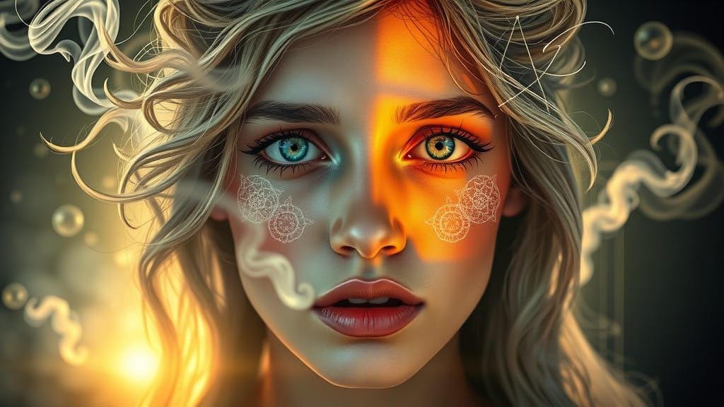 Ethereal Portrait of Spiritual Awakening in Golden Light