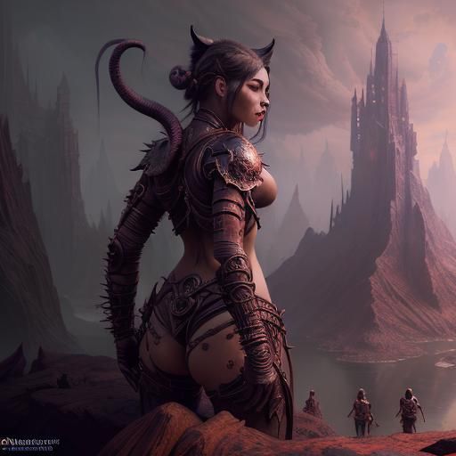 Detailed Matte Painting of a Woman in Deep Color