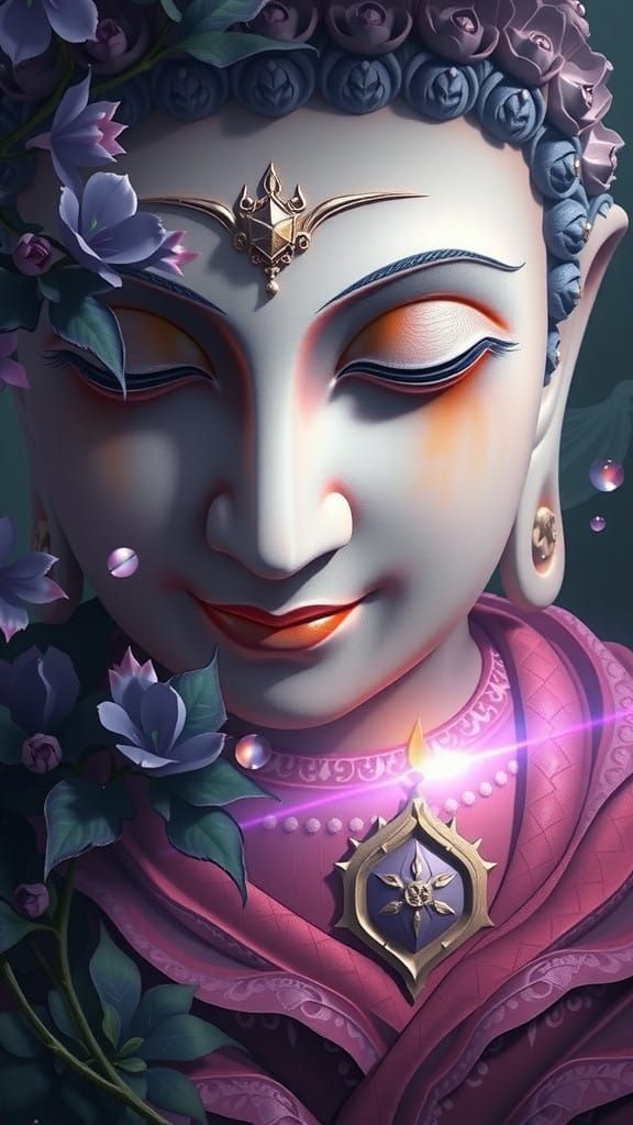 Enigmatic Buddha in Dark Fantasy Realm