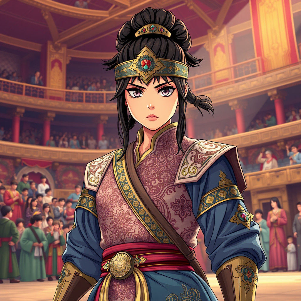Afghan Girl Warrior in Manga-Style Tournament Arena