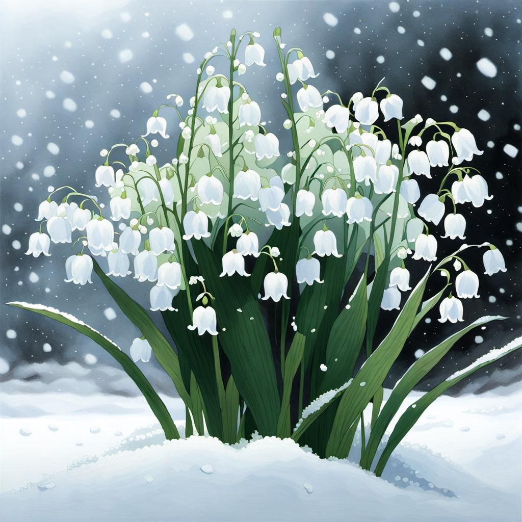 Lily of the Valley in Snow, Digital Art