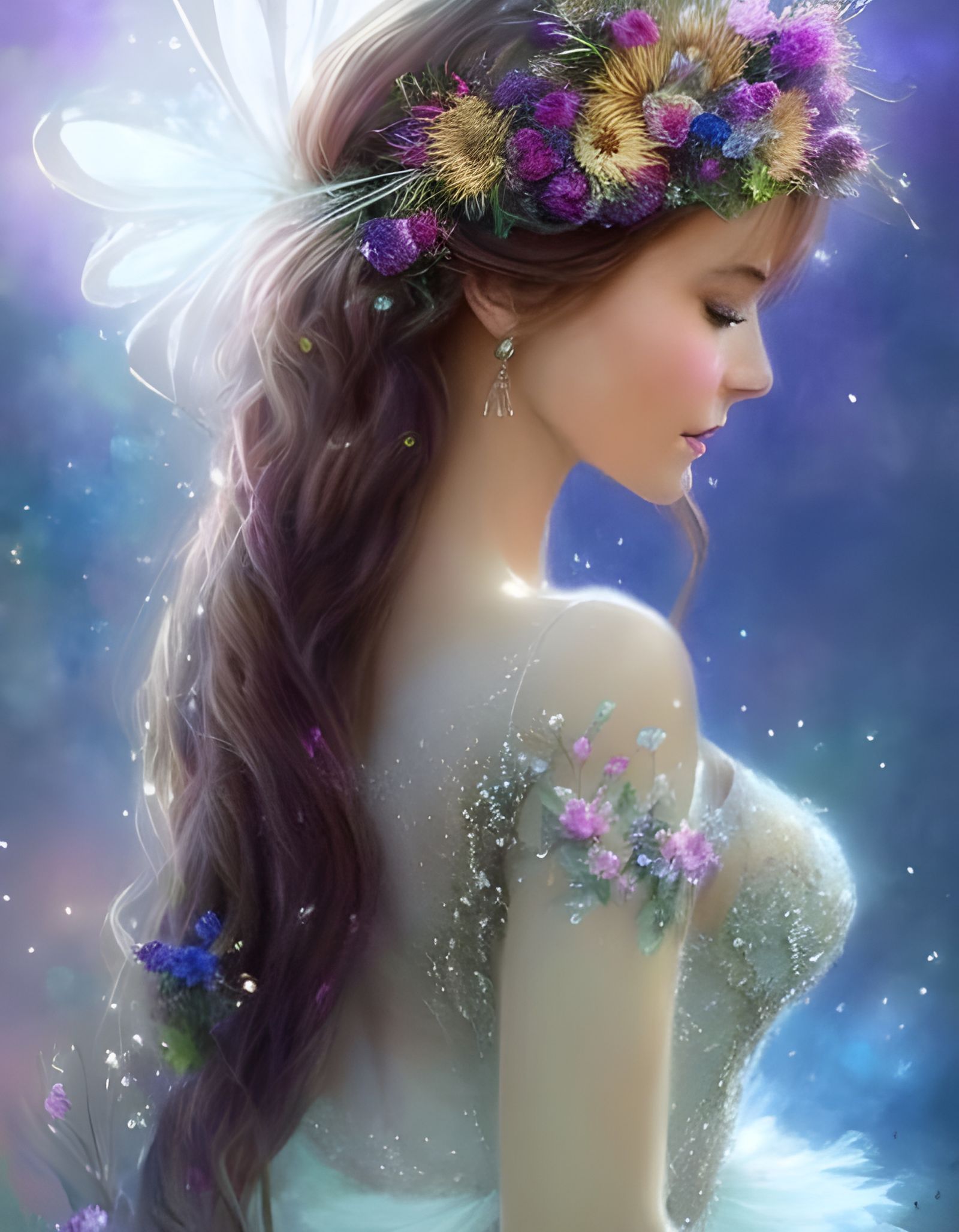 Beautiful Dandelion Fairy with Vibrant Flowers as Zentangle ...