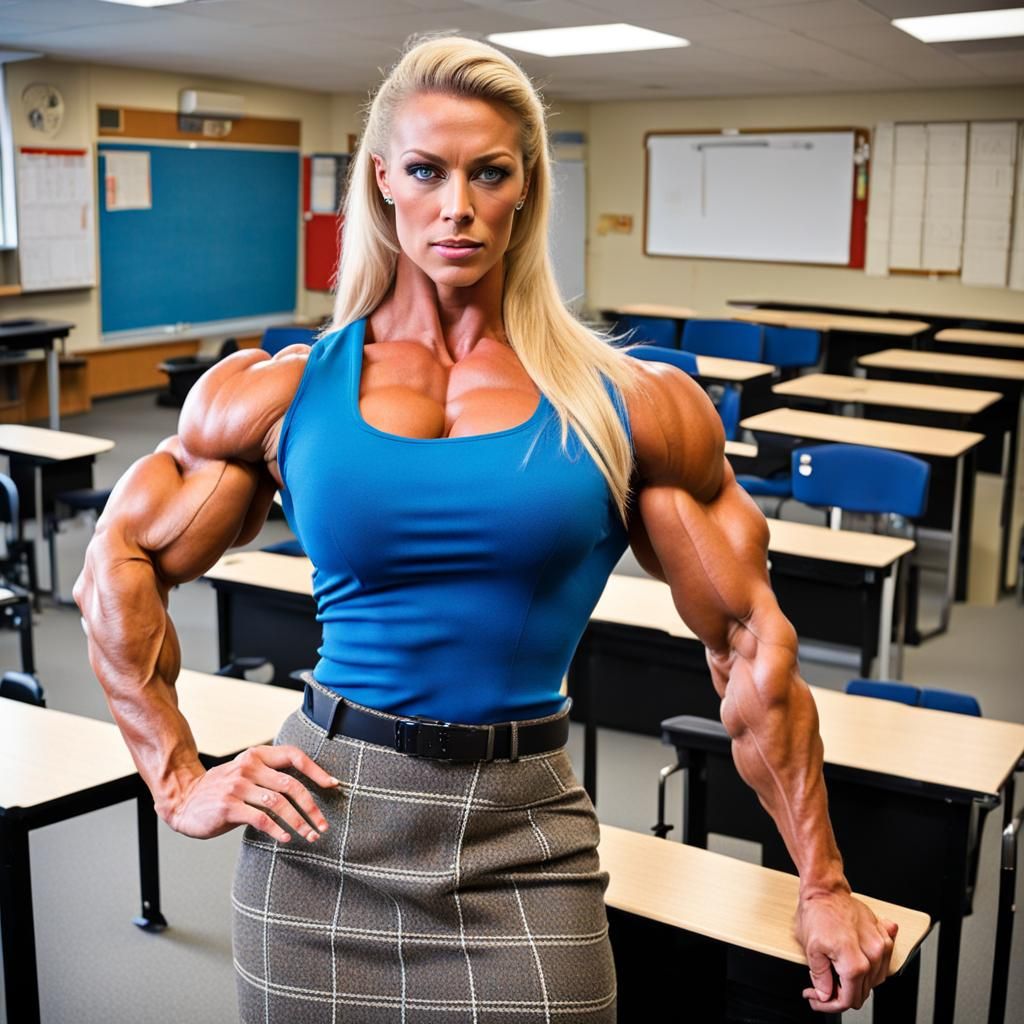 Muscular French Teacher in Photorealistic Style