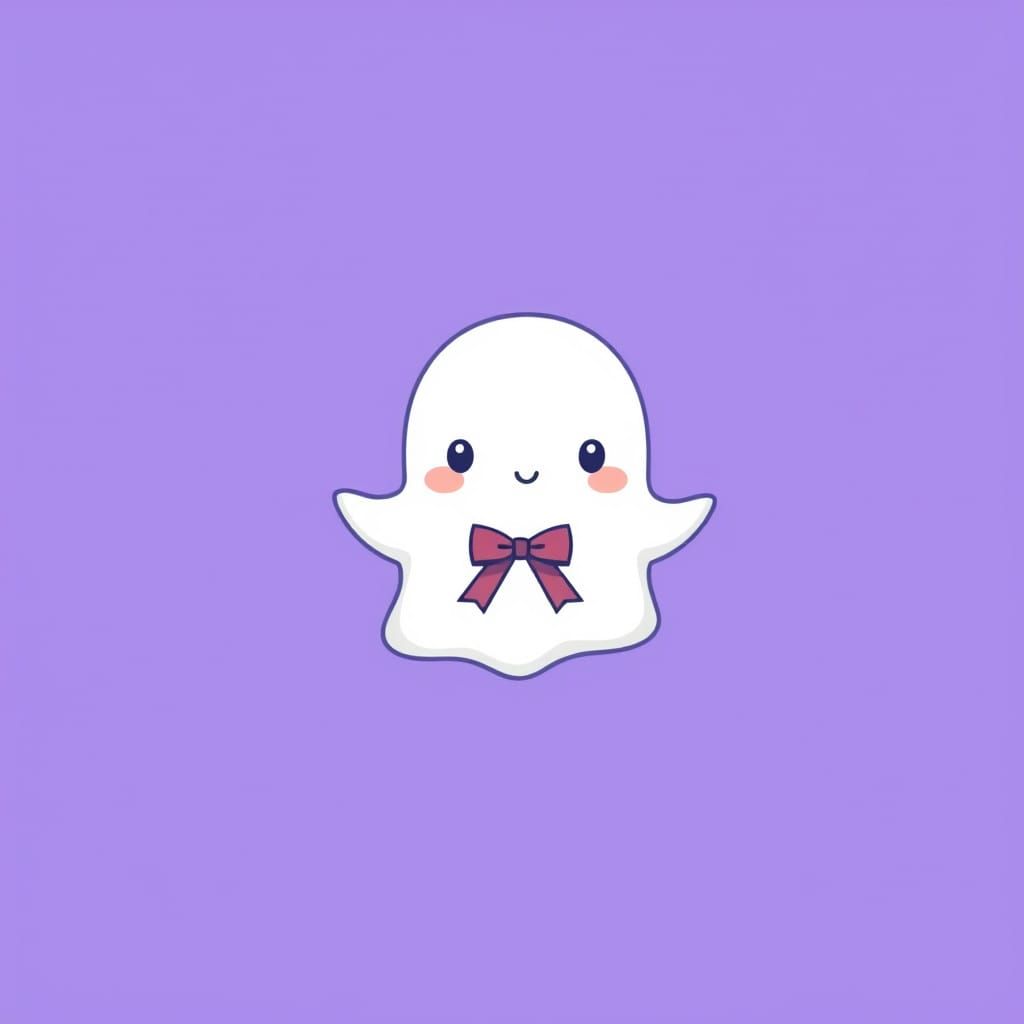 Cute Chibi Ghost in Soft Violet Minimalism