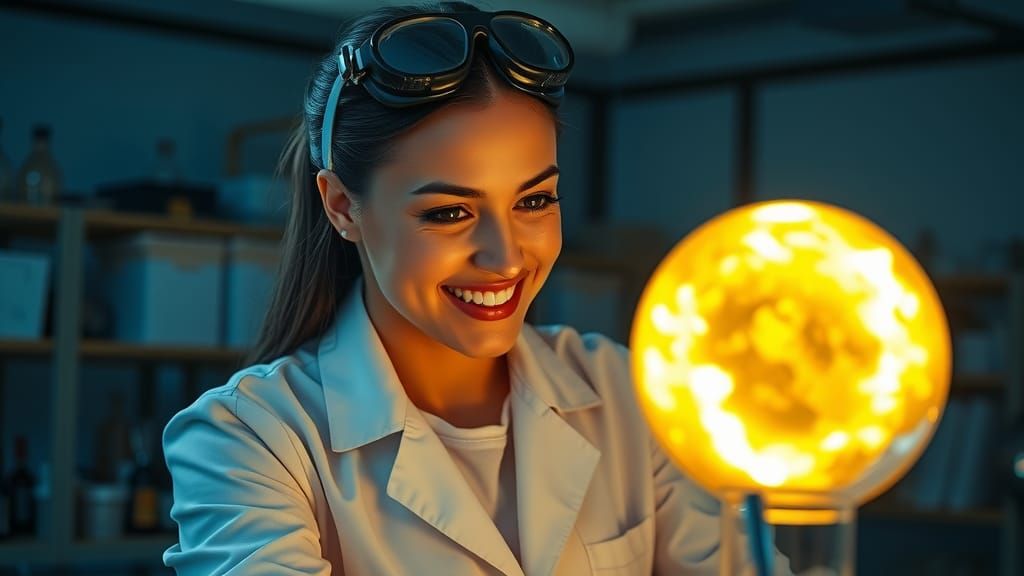 Scientist and Glowing Orb: Gritty Realism Meets High Tech