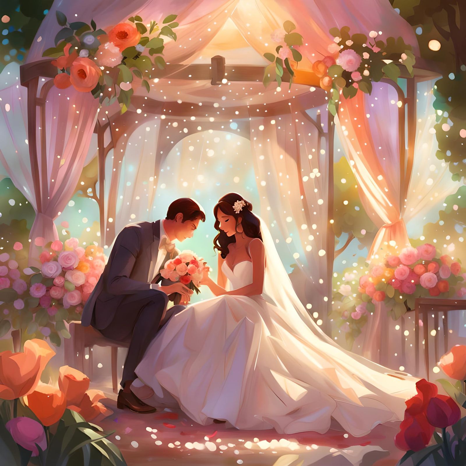 Magical Wedding Canopy in Blooming Garden