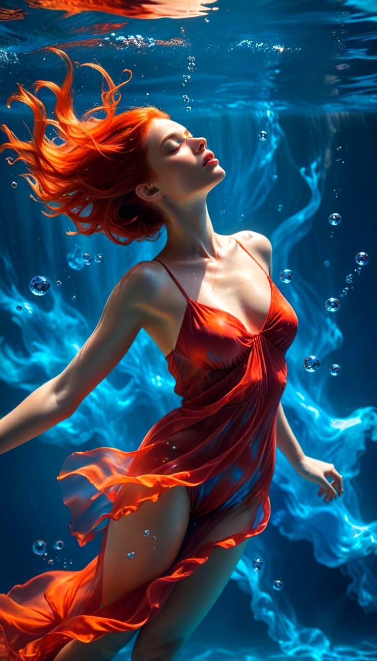 Sensual Water Goddess in a Radiant Blue Pool