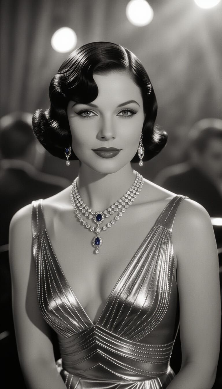 Glamorous 1930s Woman in Paris Cabaret Portrait