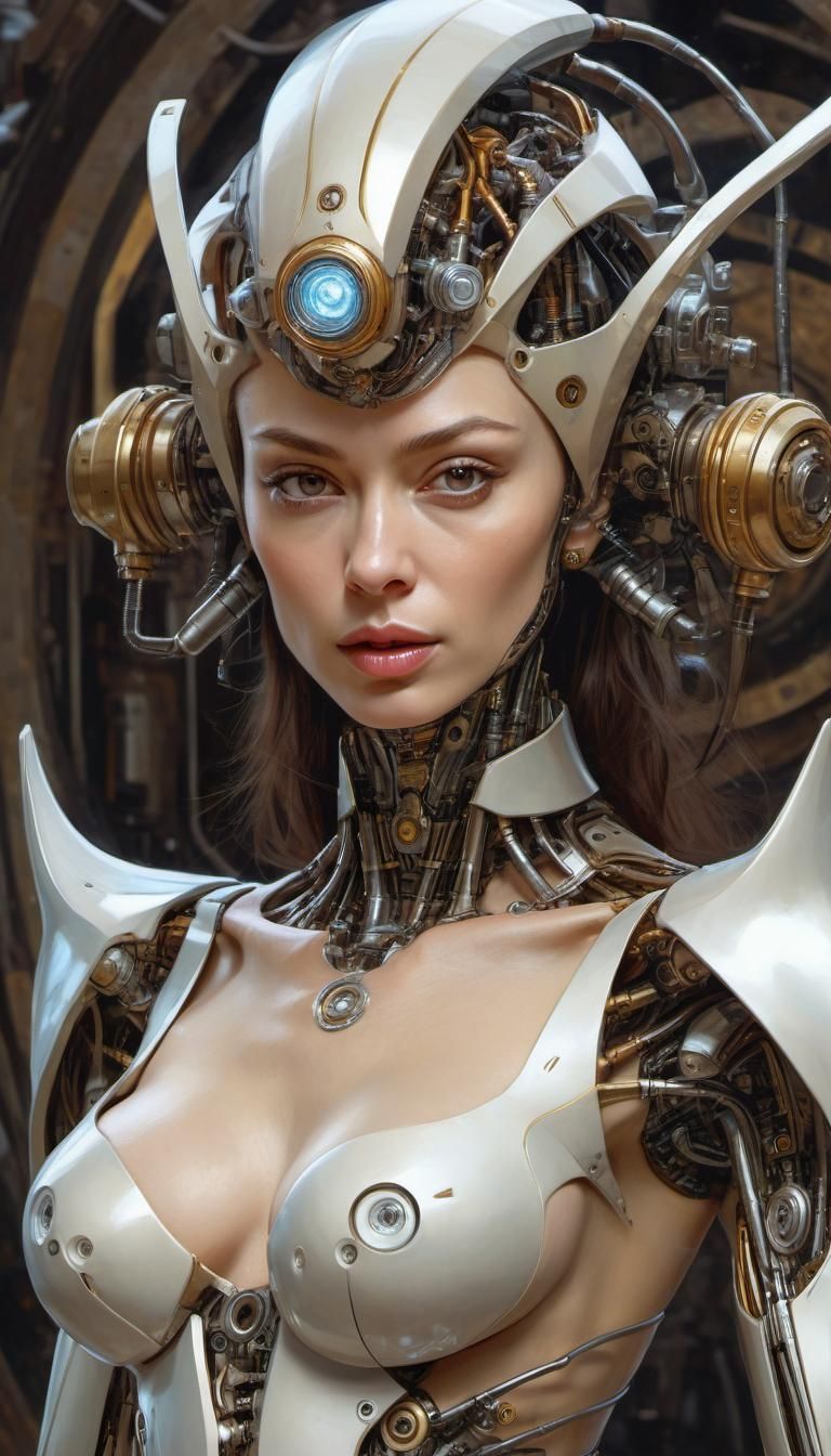 Robot Witch with Golden Ratio Design, Digital Art