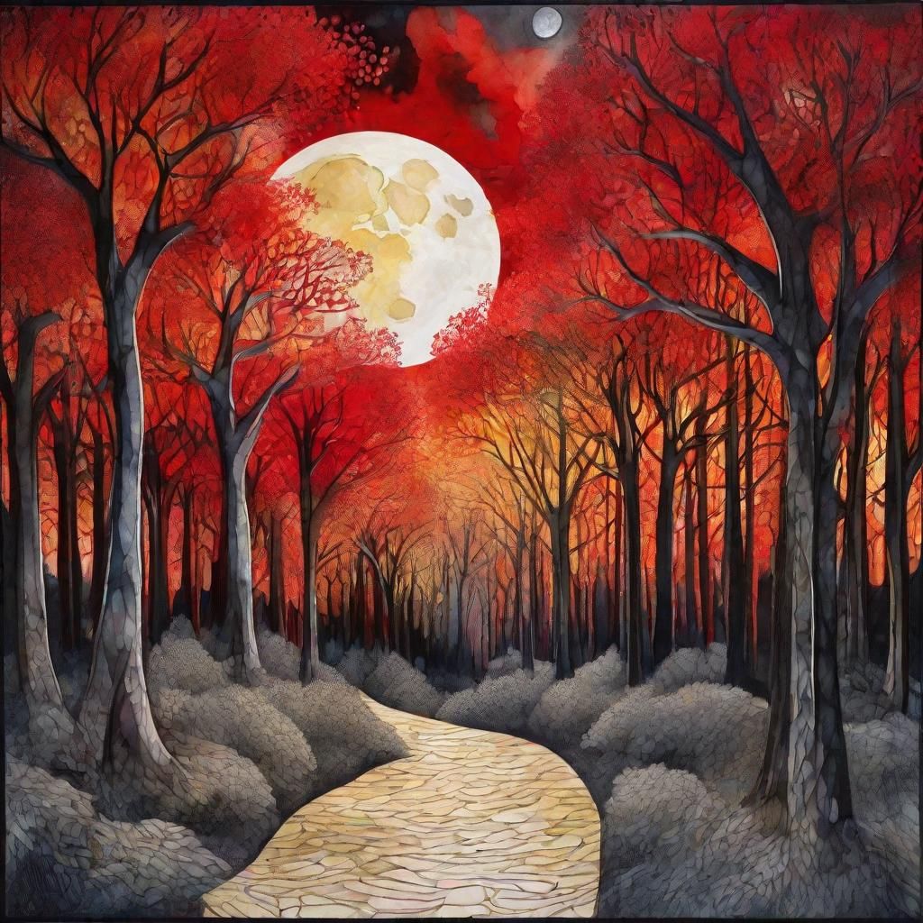 Arabesque Forest Dreamscape in Vibrant, Impasto Style