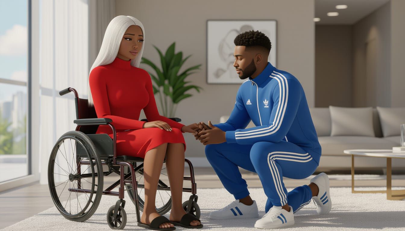 Emotional Portrait of African Woman in Luxury Apartment