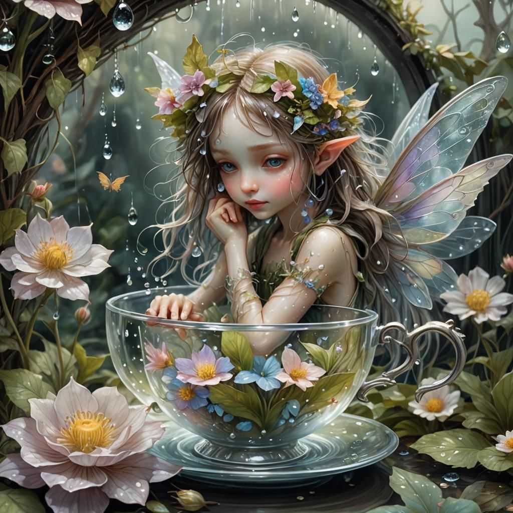 Fairy's Teacup Home: A Whimsical Digital Illustration