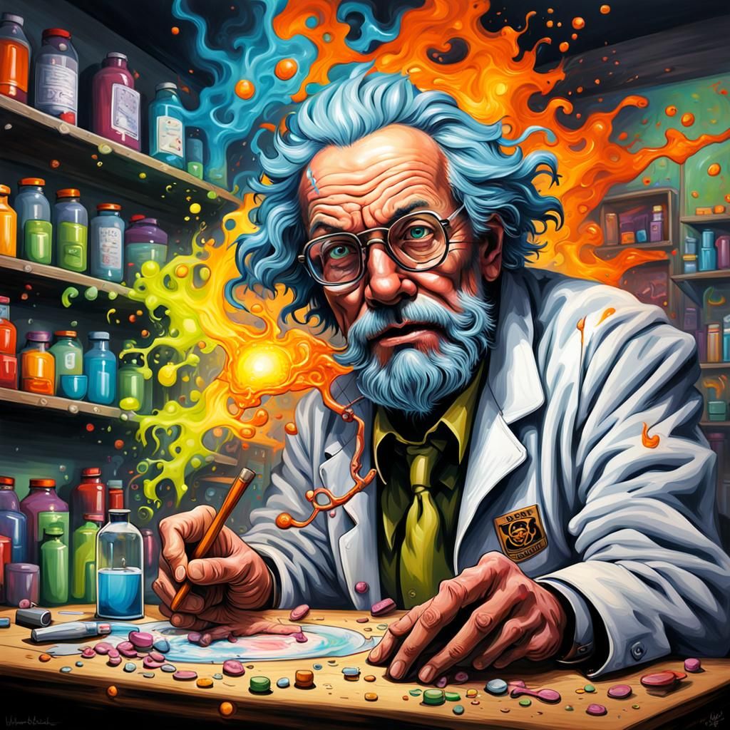 Sinister Scientist in Graffiti Art Style