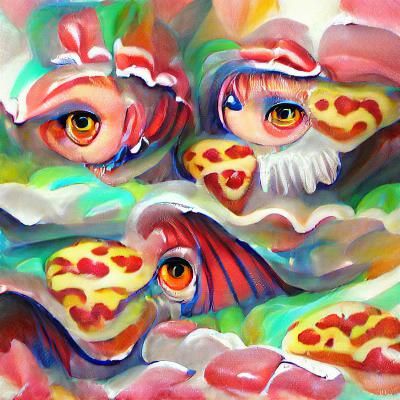 Surreal Pizza Eyes in a Candyland Wonderland