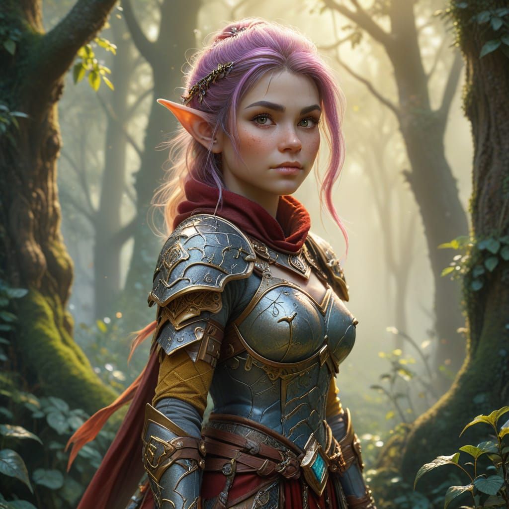 Gnome Warrior in Sacred Grove: Hyperrealistic Fantasy Art