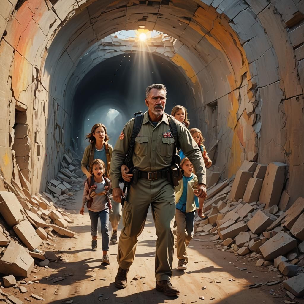 Hyperrealistic Scene: Father's Farewell Journey to War