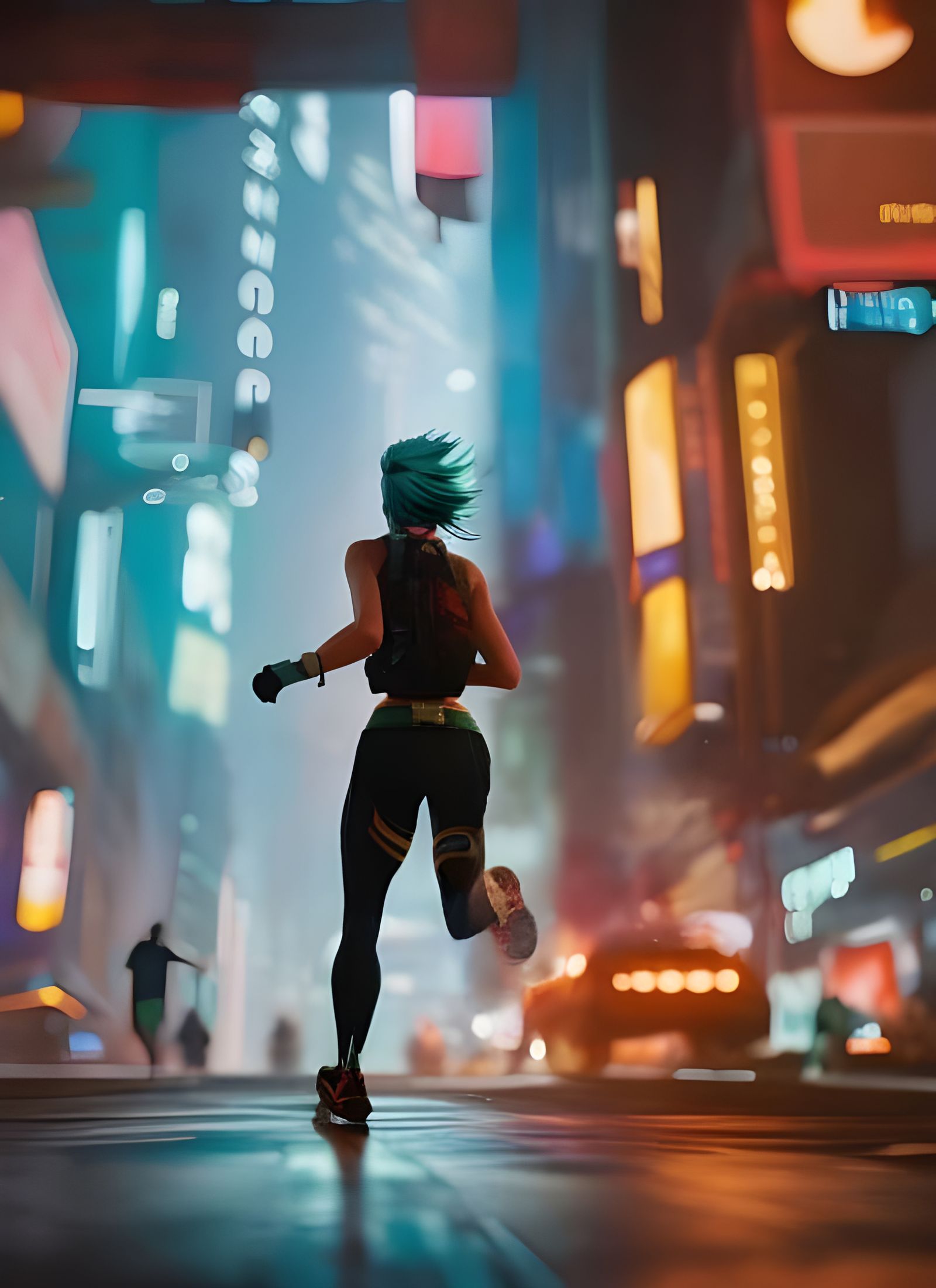 Cyberpunk Runner in Neo Tokyo: Detailed Album Art