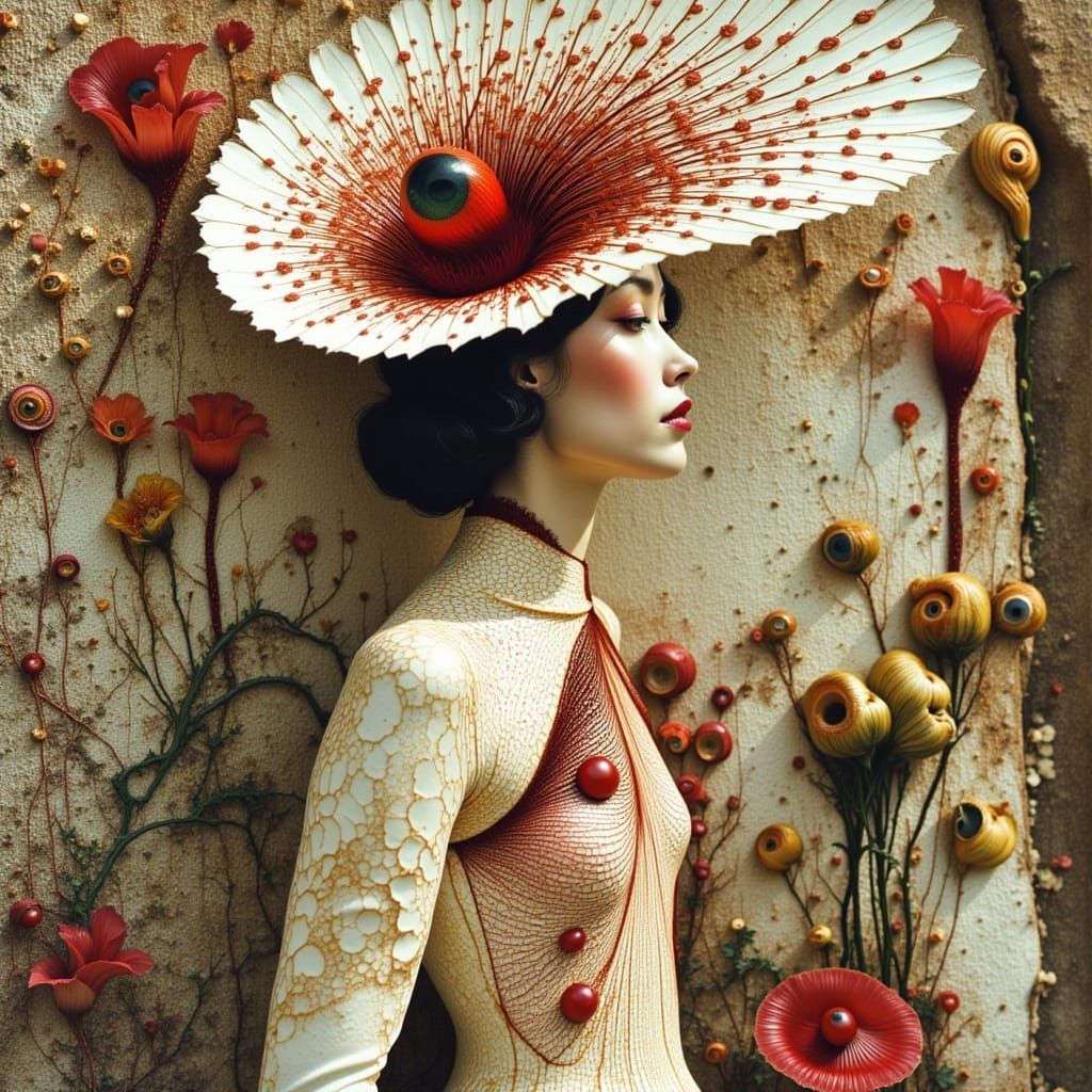 Postmodern Ikebana Fashion with Surreal Alien Babies