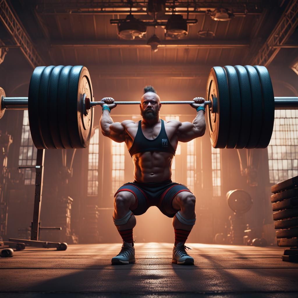 Detailed Matte Painting of a Weightlifter