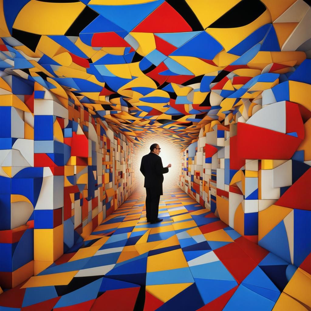 Vibrant Constructivist Masterpiece with Golden Ratio Composi...