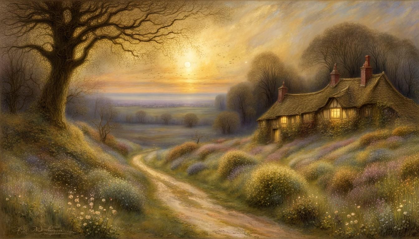 Magical Fantasy Scene with Glittering Stars