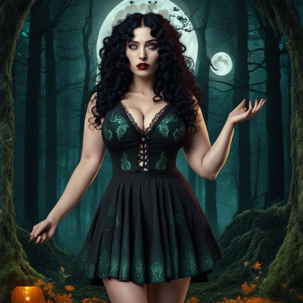 Beltane Witch Under the Moon: Fantasy Concept Art