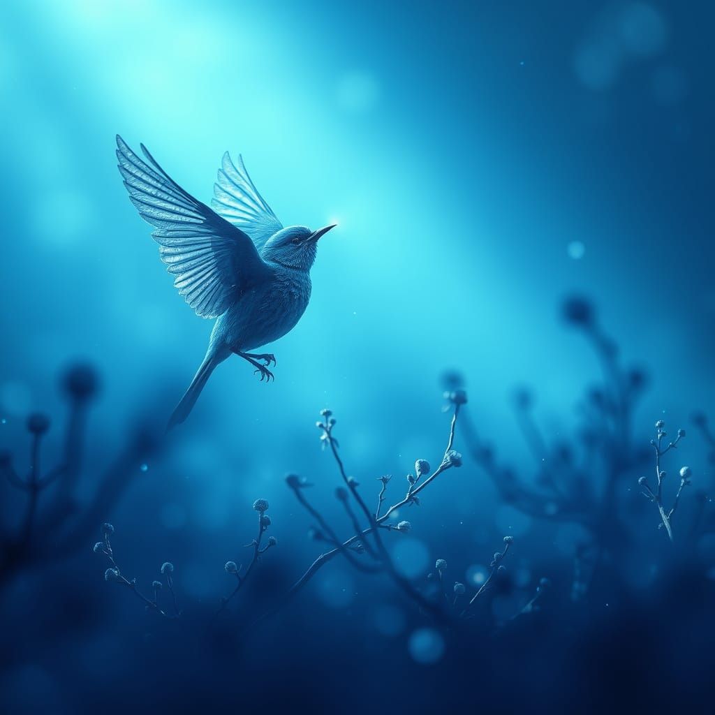 Bluebird Serenade in a Dreamlike Landscape