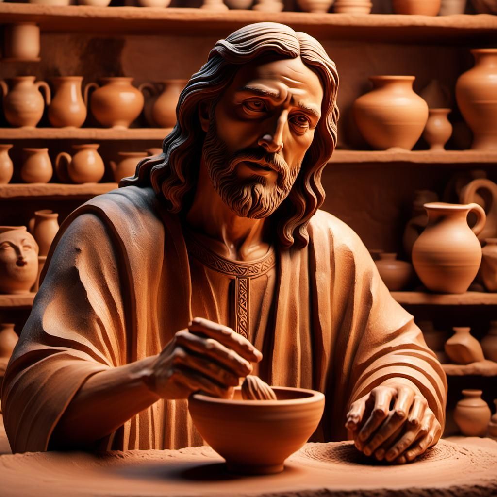 Jesus Christ Molding Clay: Hyperrealistic Concept Art