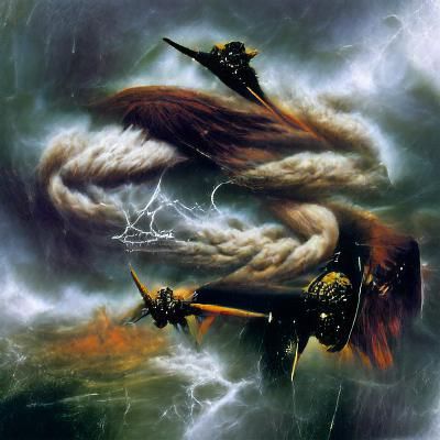 Armored Warrior Wields Sword in Fantasy Storm