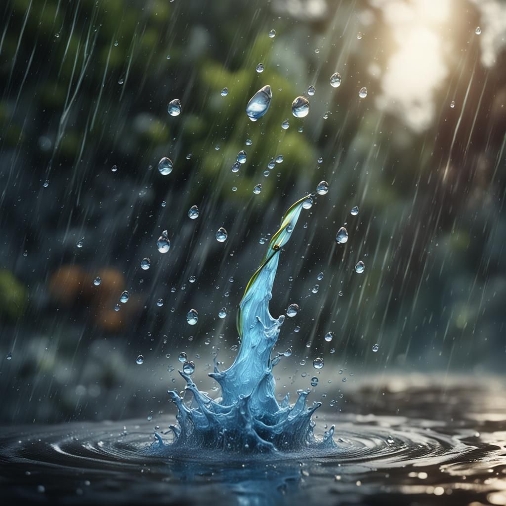 Raindrop Splash: Detailed Fantasy Concept Art