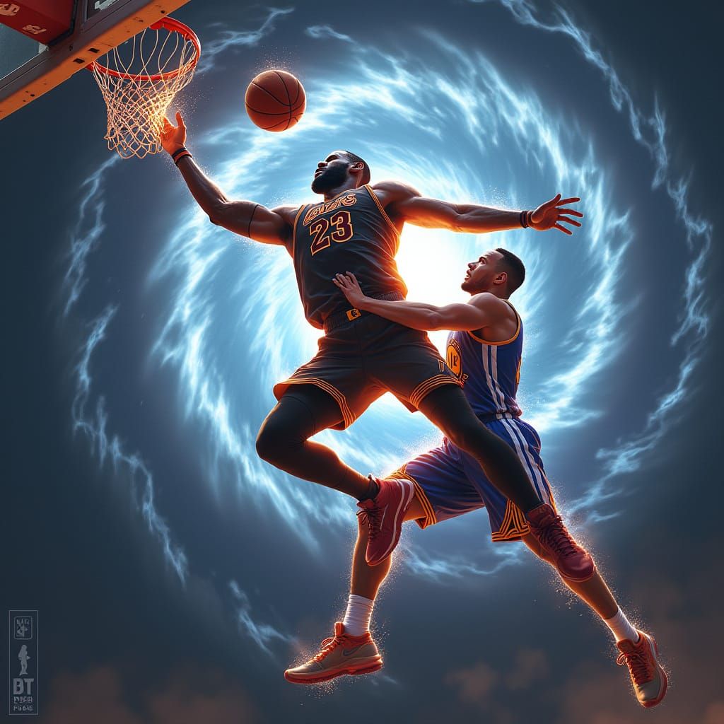 Lebron James Soars Over Stephen Curry in Epic Fantasy Dunk