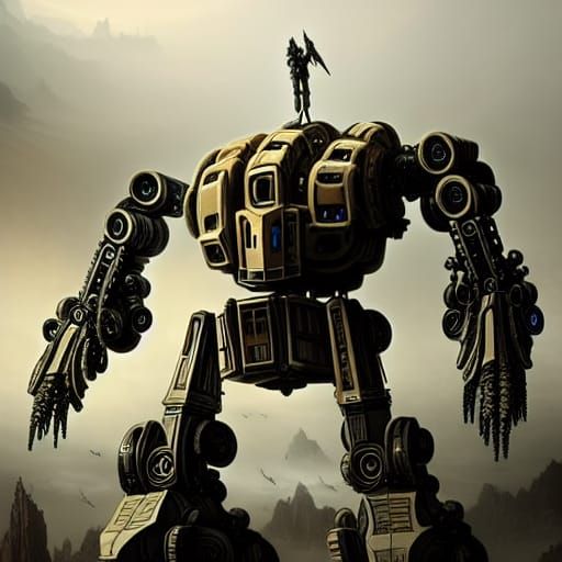 Epic Titan Mech in Detailed Digital Painting