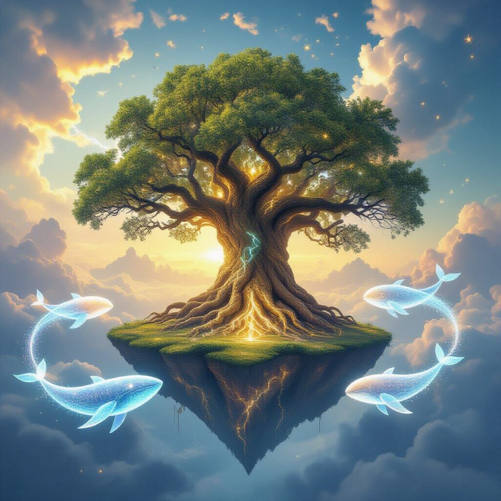 Ancient Tree on Floating Cloud Island