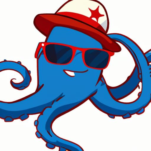 Cartoon Octopus in Cuban Graffiti Art Style