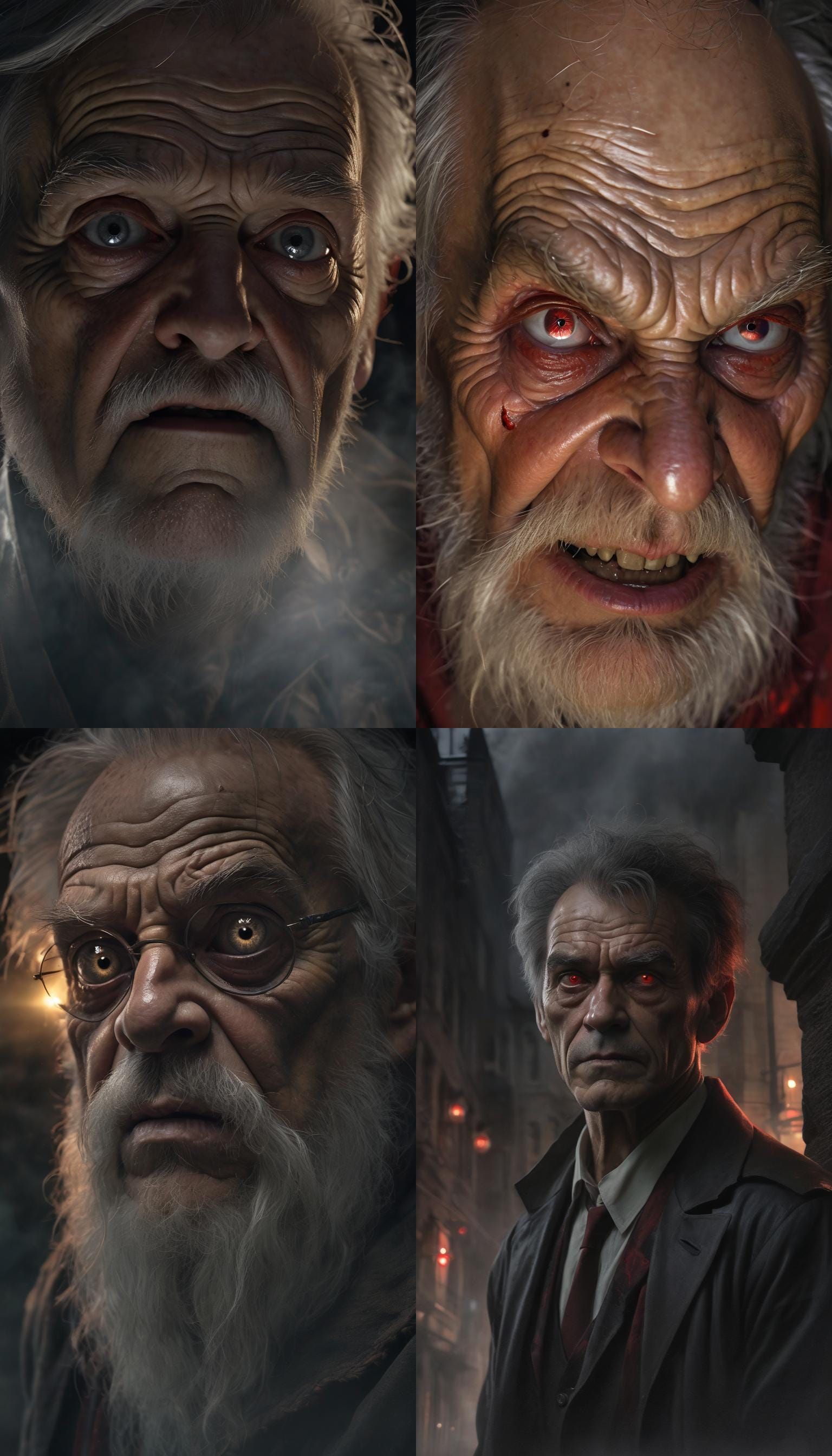 "Mean grumpy old man,shine of demon within his eyes." Horror, VRay matte painting, Art of Illusion elemental,stygian twi...