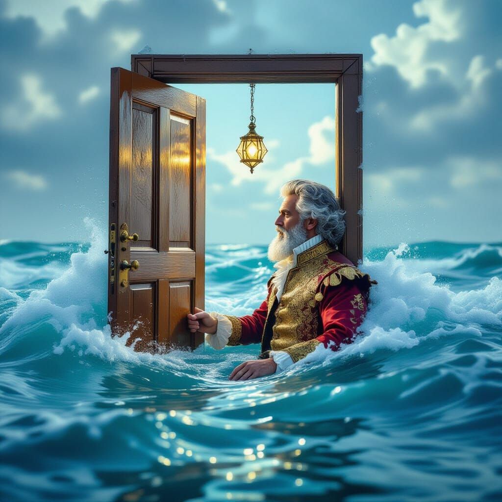 Renaissance Man Gazing Through Portal in Fantasy Comic