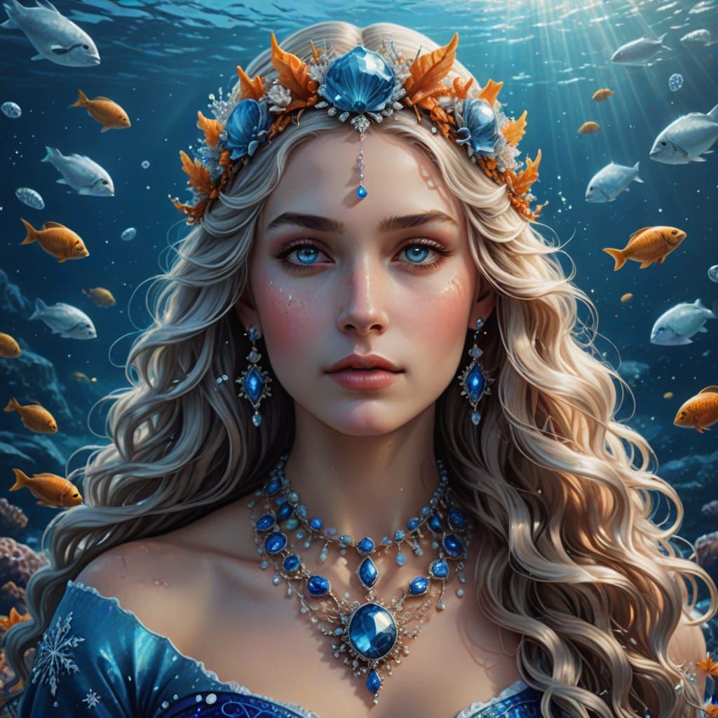 Nereid Goddess Portrait with Amber Jewelry