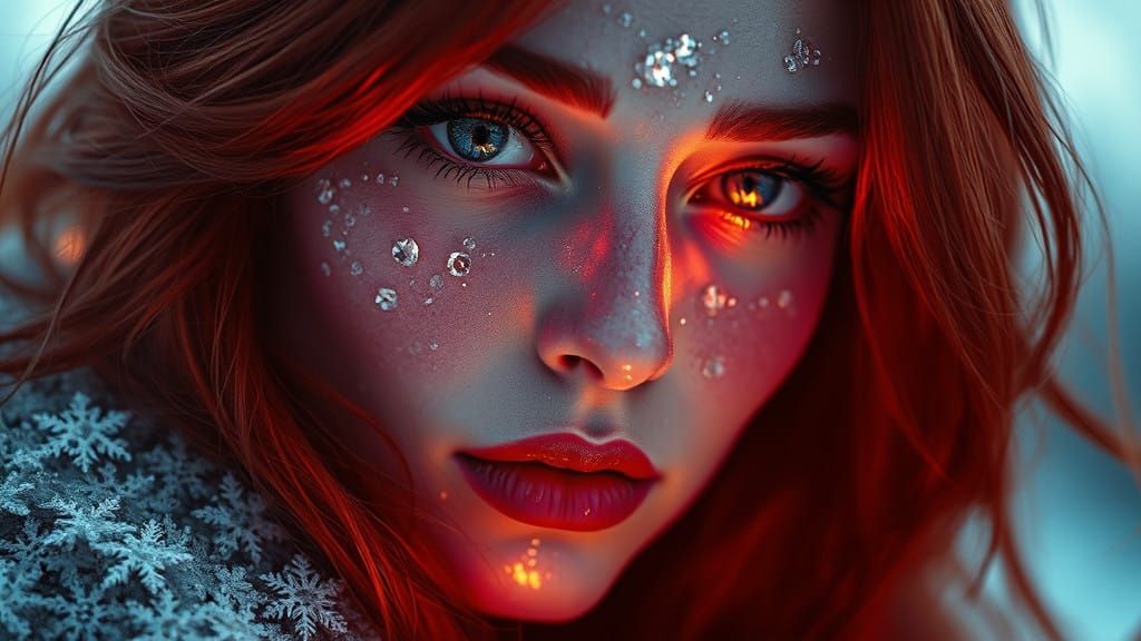 Ethereal Glass Goddess in Film Noir Splendor