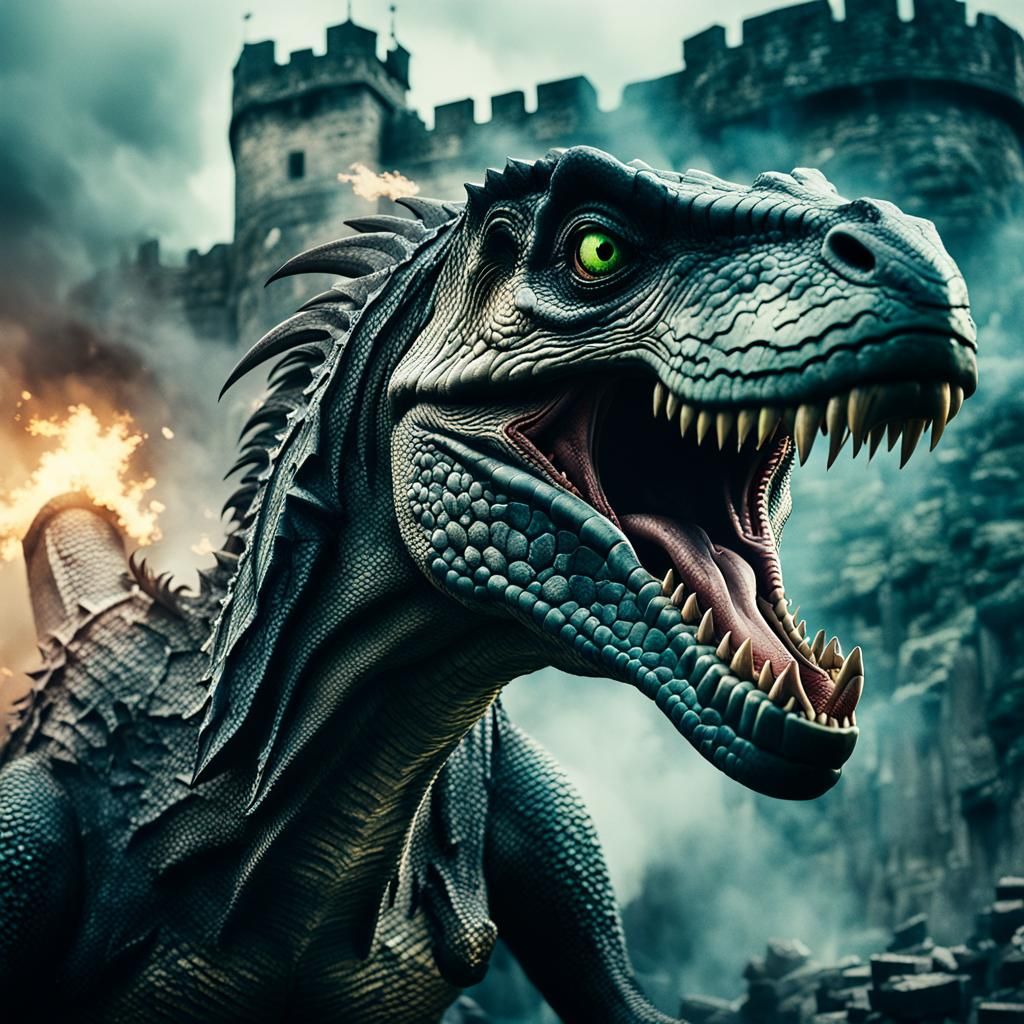 Epic Dragon Castle Attack: Cinematic Film Still