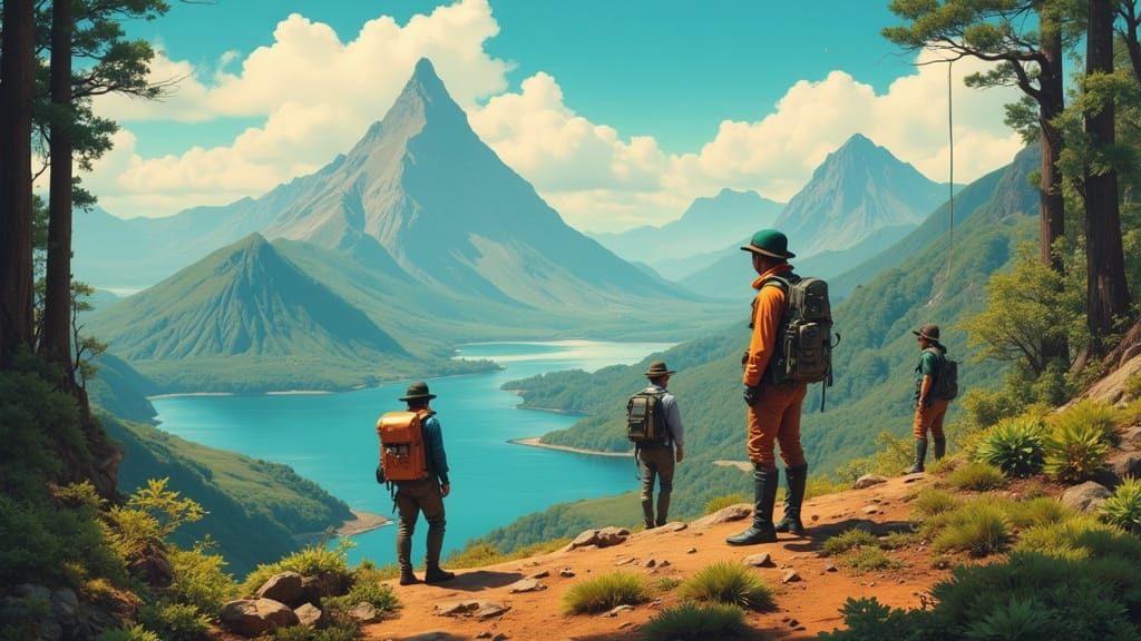 Time Travelers Explore Pangea in Vibrant Sci-Fi Style