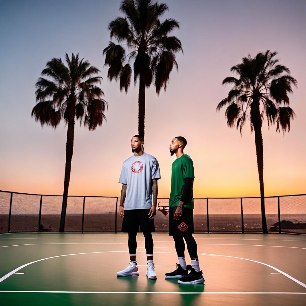 Tatum and Lillard Chat on Los Angeles Basketball Court