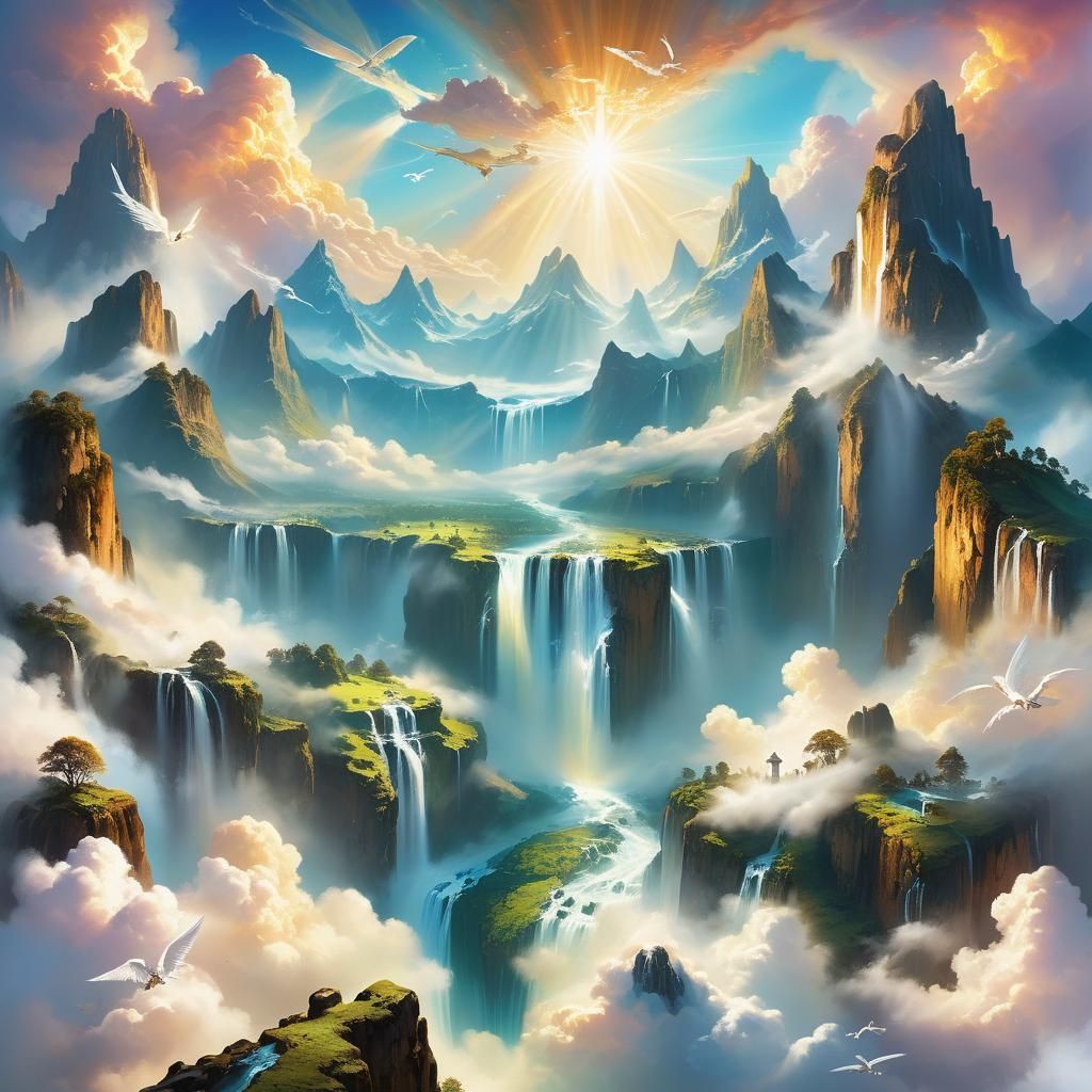 Majestic Kingdom Floating Above Clouds in Dreamscape