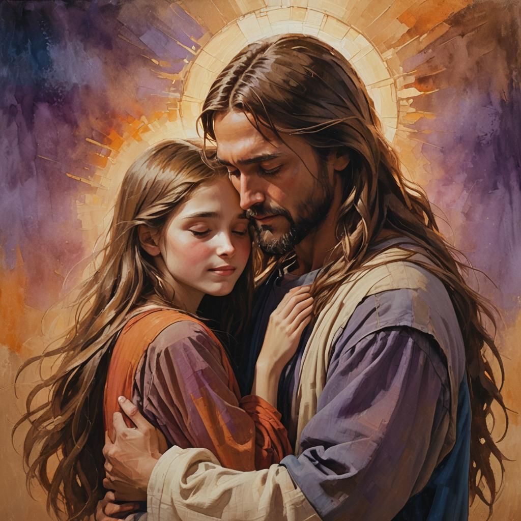 Jesus Christ Embraces a Child: Fantasy Concept Art